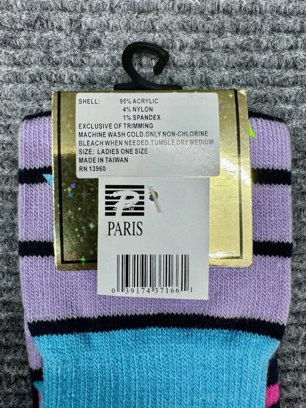 Vintage Toe Socks Women’s One Size Multicolor Stripe Gripper Stars 90s Y2K NEW
